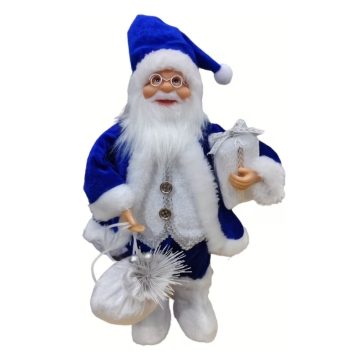 Dekorációs Mikulás figura, kék-fehér, 30 cm WC8221266