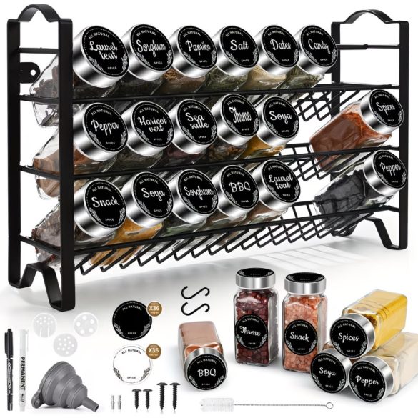 3 szintes fűszertartó állvány 24 üveg fűszertartóval WM162612
