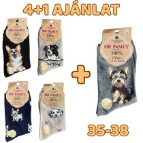 4+1 Női kutyás zokni 35-38 WP2226