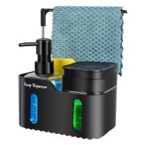   Mosogatószer-adagoló konyhai mosogatóállomás szivacstartóval - Fekete WX7379253