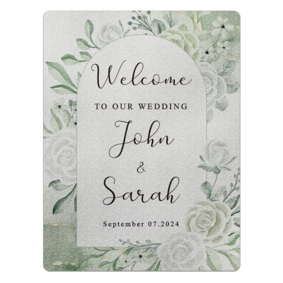 Elegáns esküvői üdvözlőtábla 30×40 cm, zöld XD162913-2