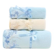   3 db csipkés törölköző szett - Kék és fehér XK270787-4