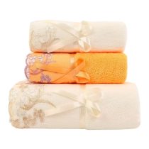   3 db csipkés törölköző szett - Fehér és sárga XK270787-5