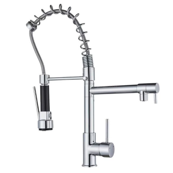 Professzionális Konyhai Csaptelep Rugós Kihúzható Fejjel és Két Kifolyóval YM2364533
