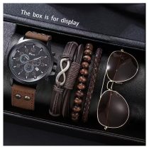   6 db-os Férfi Retro Ajándékszett – Óra, Szemüveg és Karkötők YW4130539