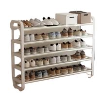   6 szintes nyitott cipőtároló polc – fehér, 75 × 73 cm YX1429869