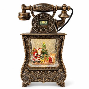   Karácsonyi dekoráció vintage telefon formában – bronzszínű, Mikulással aa-14