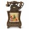 Karácsonyi dekoráció vintage telefon formában – bronzszínű, Mikulással aa-14