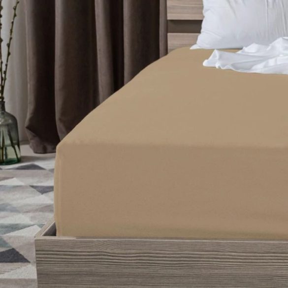 Bézs gumis lepedő 140 x 200 cm