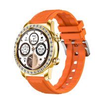   ChronoLux Okosóra arany - narancssárga szilikon és barna bőr szíjjal holm0670