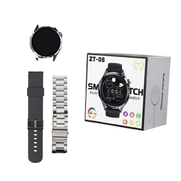 ZTfit ZT-08 Ezüst okosóra szilikon és fém szíjjal holm0781