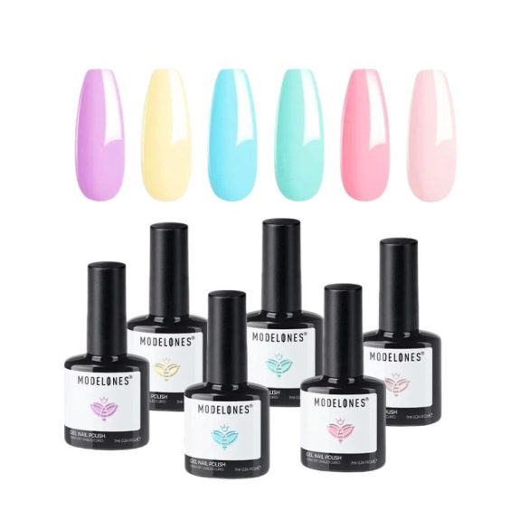 Modelones Prémium Tavaszi-Nyári Pasztell Gél Lakk Készlet – 6 Gyönyörű Árnyalat holm20087