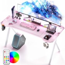   Dowinx RGB gamer számítógépasztal 120x60cm karbon szálas Rózsaszín holm40040