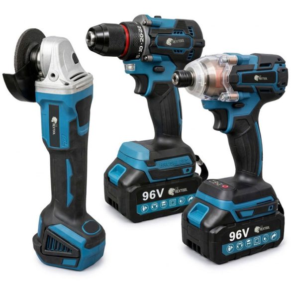 Rextool 3 részes akkumulátoros szerszámkészlet 96V holm8882