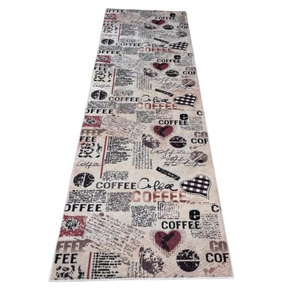 Konyhai Szőnyeg Kávés mintával | Bézs 60x180