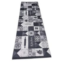 Konyhai Szőnyeg Fekete-fehér csempe mintával 80x150cm
