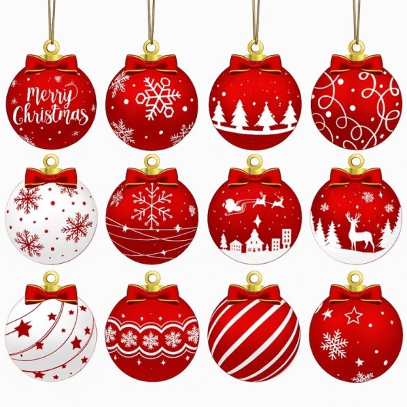 Kreatív Karácsonyi 2D Gömb Díszkészlet 12db sh25072559758438404